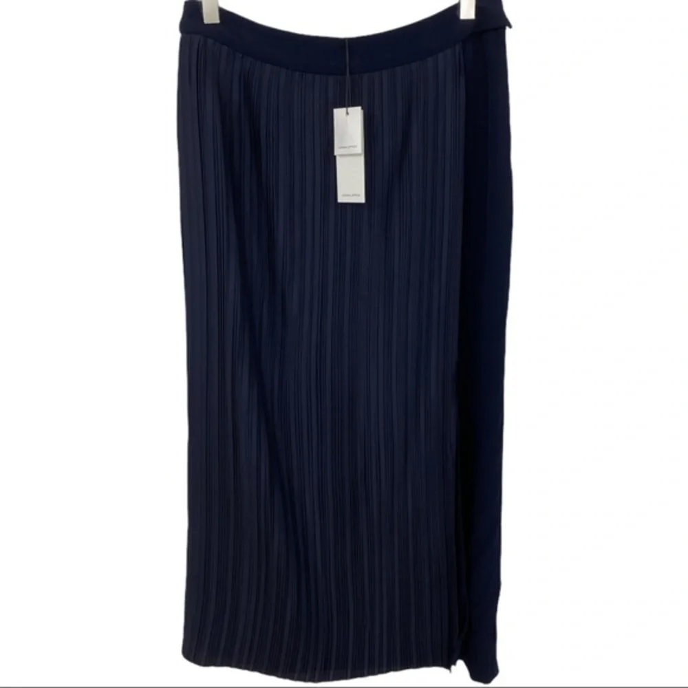 Adam Lippes Navy Micropleat Wrap Midi Skirt NWT